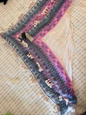 NWT American Eagle Outfitters Boho Tassel Fringe Square Scarf 33x33 OS